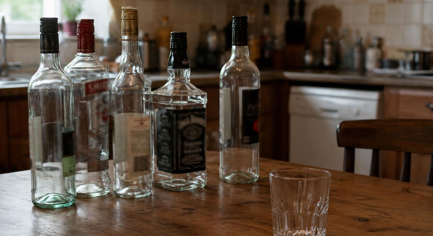 Признаки алкоголизма Пустые бутылки на столе